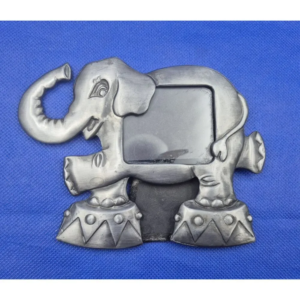Vintage Pewter Circus Elephant Picture Frame 6x4.5